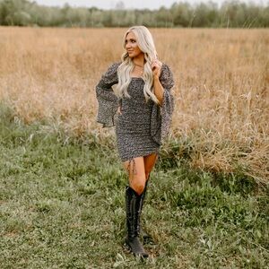 VICI DOLLS Black + White Dress With Bell Sleeves